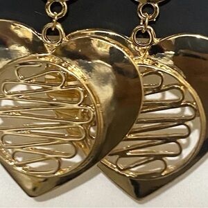 Heart Earrings Gold Large Heart Dangle Hollow Earrings